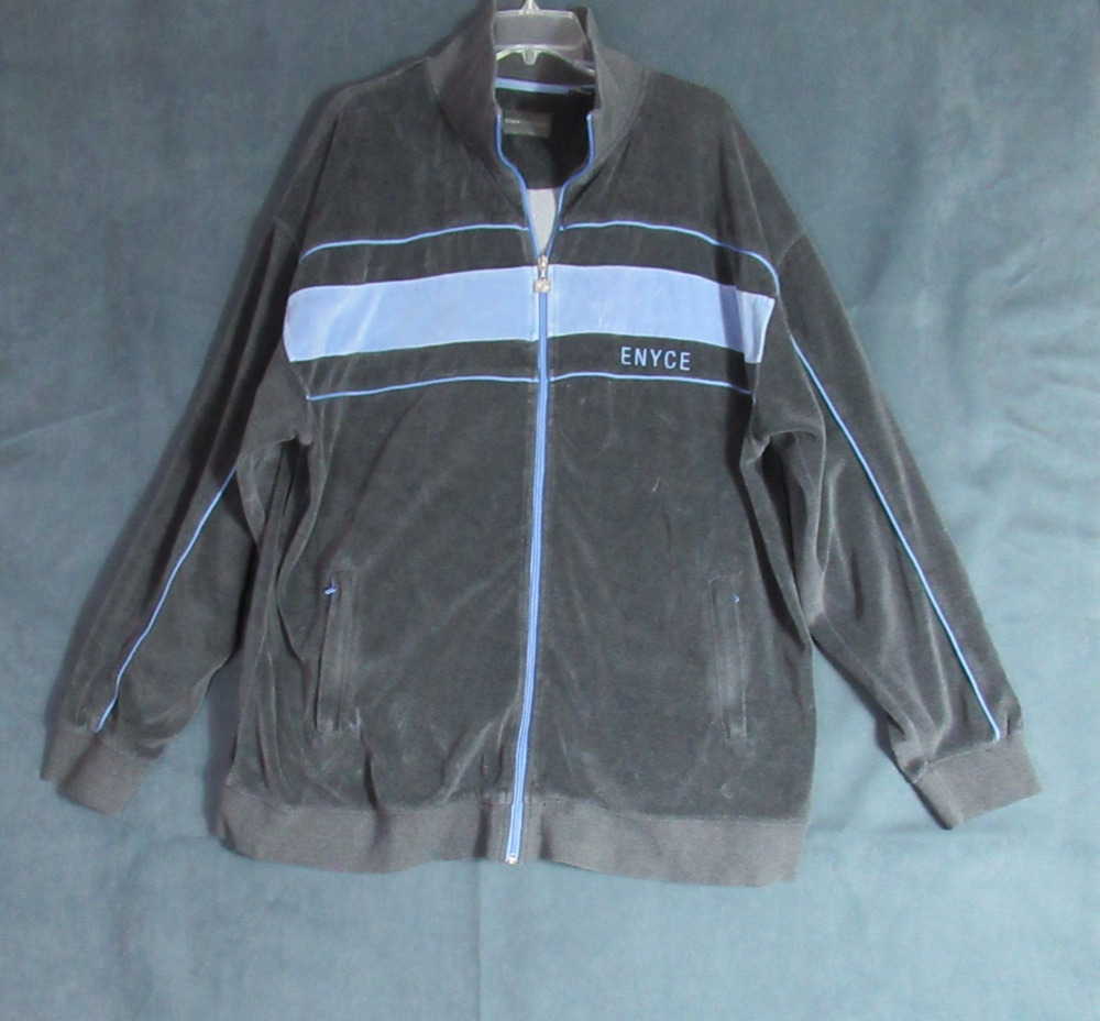 Vintage Enyce Velour Track Suit Jacket Mens XXL Gray Hip Hop Baggy 90s Full Zip